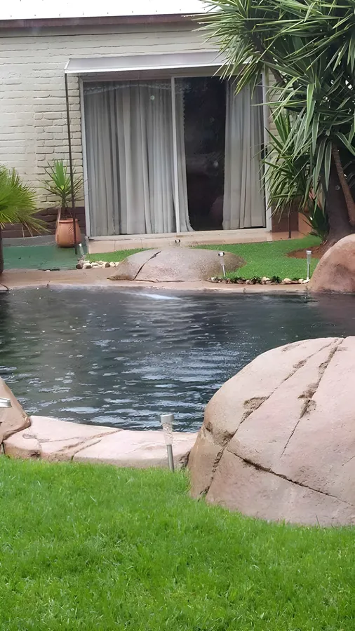 Clear water at the rock swimming pool