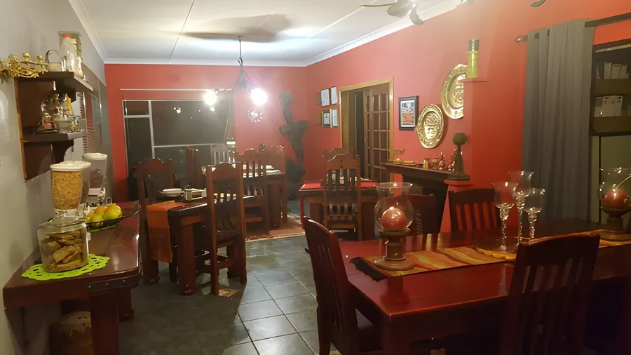 The dining room set for breakfast
